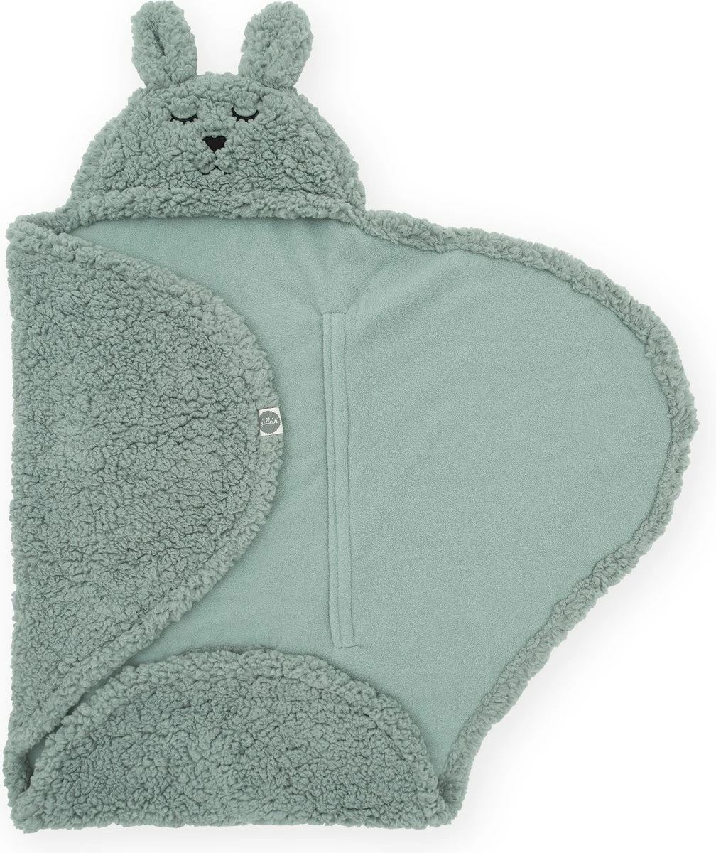 Jollein Wikkeldeken Bunny 100x105cm - Ash Green 4 Jollein Wikkeldeken Bunny 100x105cm - Ash Green - Afbeelding 2