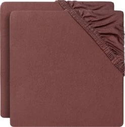 Jollein Baby Hoeslaken Ledikant Jersey 60x120cm - Chestnut - 2 Stuks