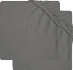 Jollein Baby Hoeslaken Boxmatras Jersey 75x95cm - Storm Grey - 2 Stuks -Jollein 1200x1157