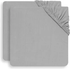 Jollein Baby Hoeslaken Ledikant Jersey 60x120cm - Soft Grey - 2 Stuks -Jollein 1200x1186 1