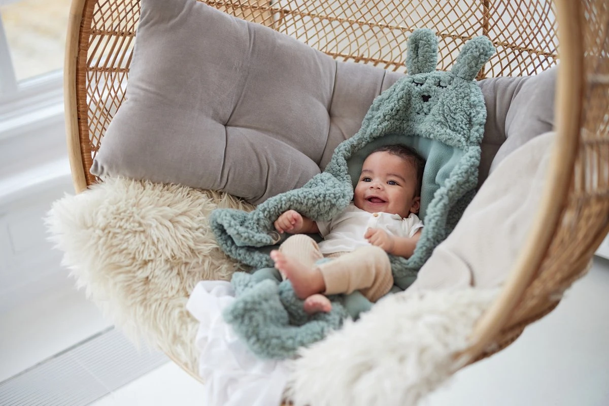 Jollein Wikkeldeken Bunny 100x105cm - Ash Green 9 Jollein Wikkeldeken Bunny 100x105cm - Ash Green - Afbeelding 7