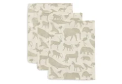 Jollein Hydrofiel Washandjes 15x20cm Animals Olive Green (3pack)