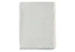 Jollein Deken Ledikant 120 X 120 Cm Fringe Stripe Sea Green / Ivory GOTS