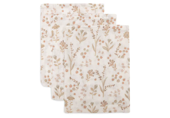 Jollein Hydrofiele Washandjes Bloomy 3-pack 3 Jollein Hydrofiele Washandjes Bloomy 3-pack