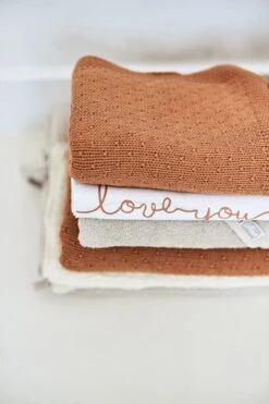 Jollein Baby Laken Wieg 75x100cm Love You - Caramel -Jollein 800x1200 126